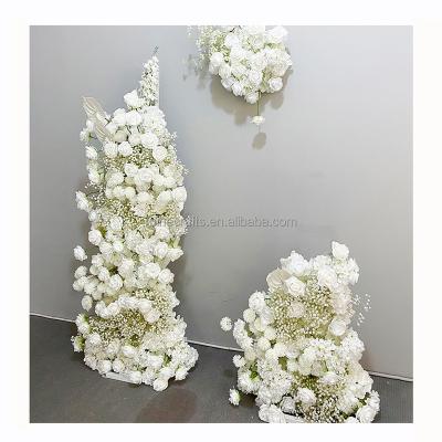 China Wedding event arch decoration Rustic 2 meters long white wedding flowers runners baby breath flower arch for wedding stage decoration for sale