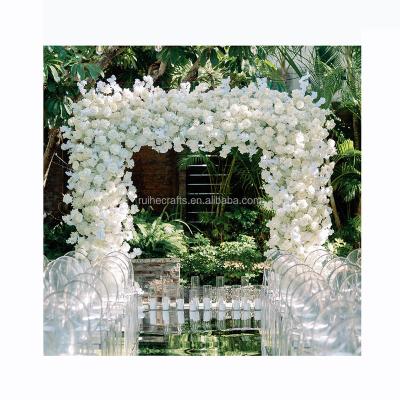 China Wedding stage decoration 2023 new hot-selling 8*8 feet artificial square wedding flower arch backdrop flower stand for wedding decoration for sale