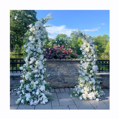 China Wedding stage decoration Ruihe Multiple Color Horn Arch Stand White Rose Artificial Flowers Wedding Arch For Stage Decoration for sale