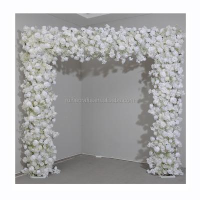 China Wedding stage decoration Wedding Home Party Floral Stand Decoration White Rose and Hydrangea Flower Arch Backdrop 8ft x 8ft for sale