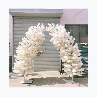 China Wedding table decoration 3D Luxuriant red cherry blossom flower arch ivory cherry flower arch for wedding stage photo backdrop for sale