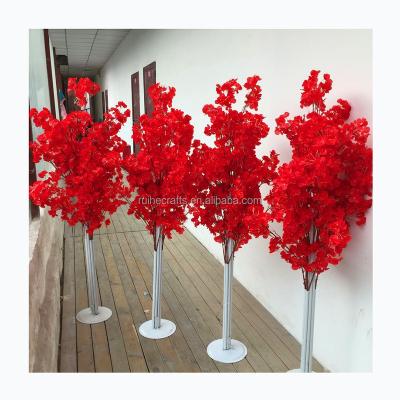 China Wedding table decoration Simulated red cherry blossom tree iron cherry blossom tree flower arrangement wedding stage decoration for sale