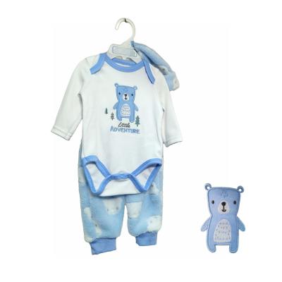 China New Breathable Baby Clothing Set Infant Baby Jumpsuit Pants Hat For Newborn Baby for sale