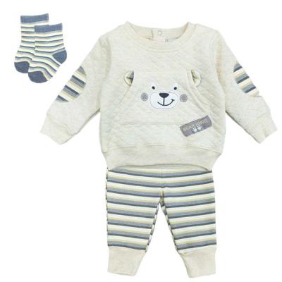 China Winter Breathable Newborn Baby Infant Organic Baby Clothes Top Sets Socks Pants for sale