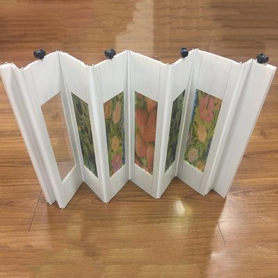 China Farmhouse good prices nice color 3D printed folding glass accordion pvc sliding door for interior decoration for sale