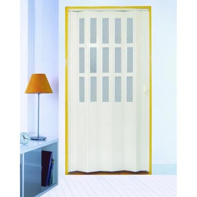 China Hot Selling Farmhouse Bathroom PVC Accordion Folding Plastic Sliding Door for sale