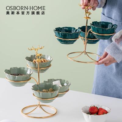 China OSBORN High Feet Creative Ceramic Fruit Dish Tea Time Dessert Dish Tableware Cake Food Server Stocked Dishes for sale