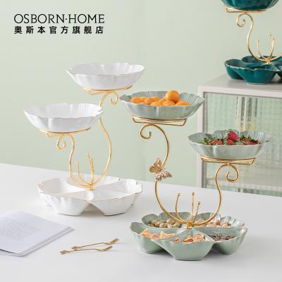 China Stored European OSBORN multi-layer fruit dish living room home 3 layers candy receiving dish tea table dessert snack rack for sale