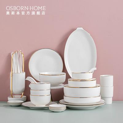 China OSBORN Wholesales Nordic Viable Style Dinner Set Porcelain Dinner Sets Ceramic Bowls for sale