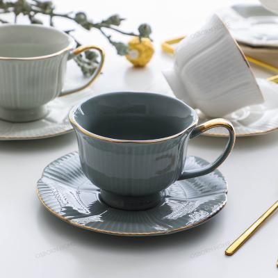 China OSBORN Nordic Coffee Ceramic Cup and Saucer Set Cup Mug Cups and Saucers Disposable Porcelain Tea Mugs for sale