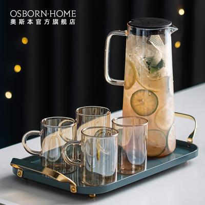 China OSBORN Ins Style Stocked Glass Water Kettles Cup Tea Cup Sets With Tray for sale