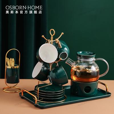 China OSBORN Light Teapot Set Ceramic Stocked Luxury Glass Tea Kettle for sale