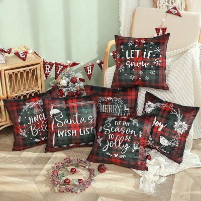 China Viable New Arrivals Plaids Plaid Blanket Fashion Red Green Christmas Cushion Cover for sale