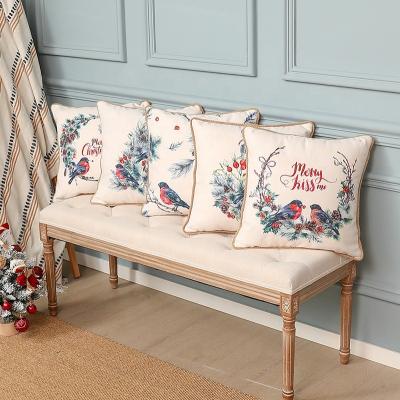 China Sustainable Antique Christmas Pillow Covers Cotton-Linen Cushion Cover For Decoration for sale