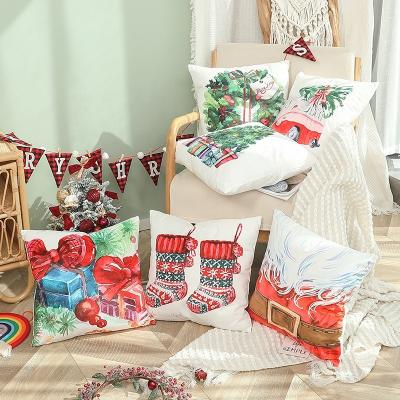 China Sustainable Elegant Digital Printing Christmas Cushion Covers Bright Colors Christmas Throw Blanket for sale