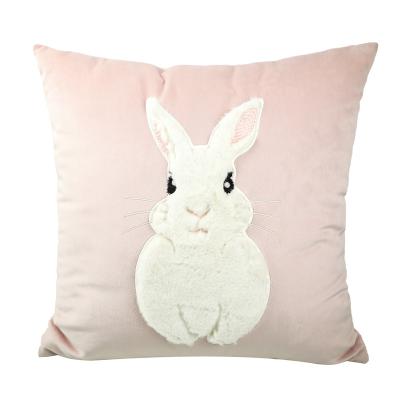 China PORTABLE Cute Velvet Tile Covers 18x18 3D Embroidered Decorative Rabbit Cushion Cover Throw Pillowcases For Home Decor for sale