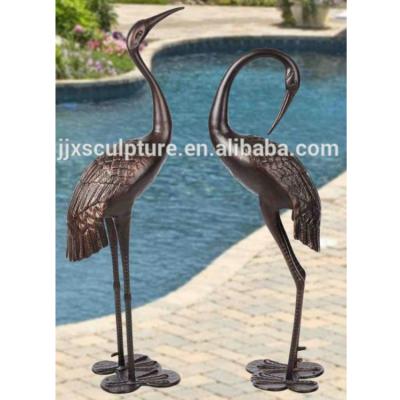 China Europe Garden Decoration Brass Metal Crane Life Size Antique Bronze Sculpture for sale