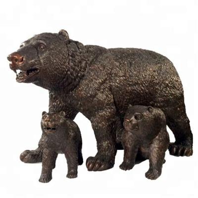 China Hot Sale Europe Life Size Fiberglass Metal Antique Bronze Deer Black Bear Animal Statue for sale