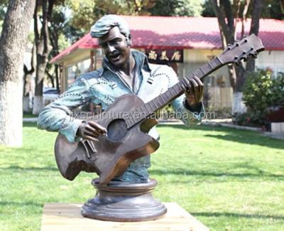 China Europe Crafts Copper Famous Musical Guitar Bust Man Star Roll Bronze Rock Sculptures for sale