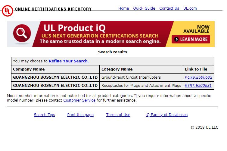 UL - Guangzhou Bosslyn Electric Co., Ltd.