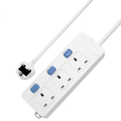 China Residential / Multi-Purpose AC 250V Worktop 3 Outlet Extension Multi Strip Power Switch Socket UK Plug 2M (Ready To Ship) for sale