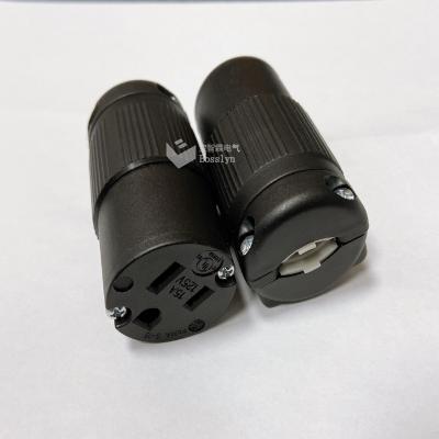 China Industrial New Product Standard US NEMA 5-15C 3 Pin Plug Full Black Female Socket for sale