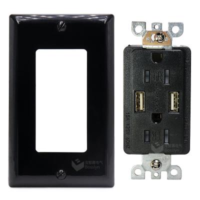 China Residential / General Purpose Black High Speed ​​Dual 4.0 Amp USB Ports 15 Amp Duplex Tamper Receptacle Heavy Duty Wall Plate Included, UL Listed for sale