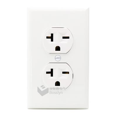 China 20A 250V BR-620 Residential / General Purpose Duplex American Receptacle 250 Volt 3 Pin Double Socket With Cover for sale