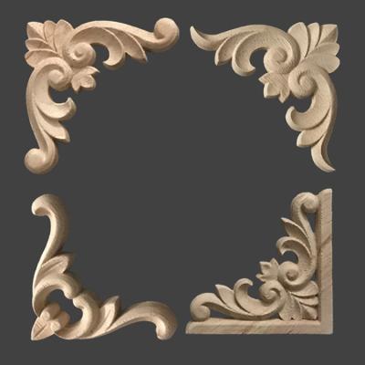 China Contemporary Custom Antique Wood Onlays Furniture Decals Wood Carved Appliques for sale