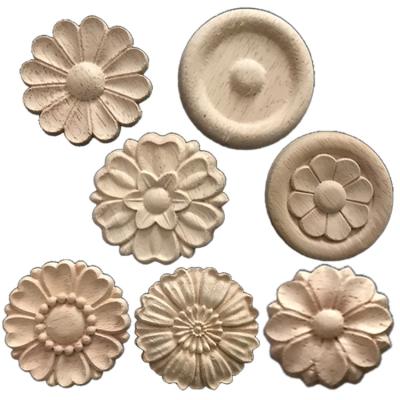 China Contemporary Decorative Round Rosettes Wooden Furniture Appliques for sale