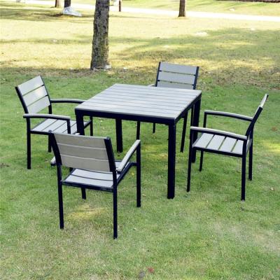 China Portable Hot Sale Outdoor Wooden Garden Furniture 4 Seat Dining Table Set, Modern Wood Furniture Dining Table Chairs Set for sale