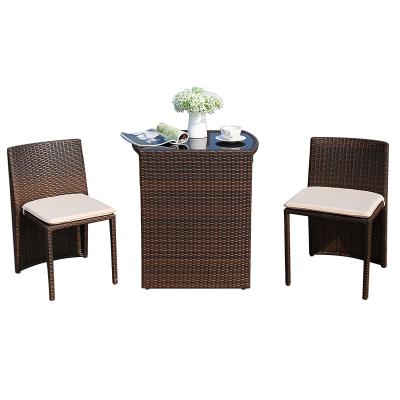 China Modern Outdoor Garden Table And Chairs Rattan Furniture Patio Wicker Sofa Sets Leisure Cushion Garden Set Rattan Sofa Side Table for sale