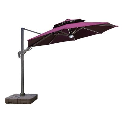 China Large modern outdoor aluminum umbrella with LED light solar parasol for sale