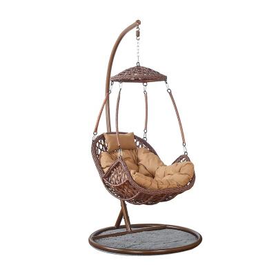 China Durable Stable Garden Porch Patio Outdoor Metal Rattan Wicker Hanging Cheap Adult Swing Chair for sale