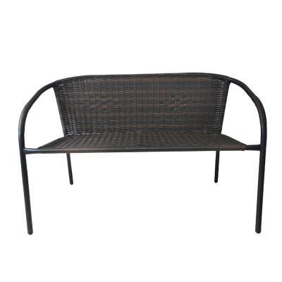 China Durable Stable Garden Outdoor Furniture Customized Metal European Love Rattan Plastic Weave 2Seaters Patio Chairs for sale