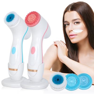 China Acne Treatment 3 in 1 Sonic Electric Facial Skin Brush Exfoliation Massager Face Cleansing Cleansing Brush for sale