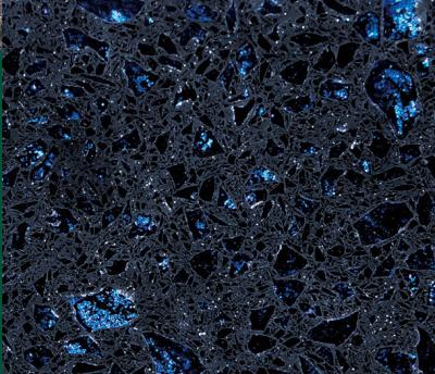 China Encimeras azules brillantes cristalinas artificiales de la cocina del cuarzo prefabricadas en venta