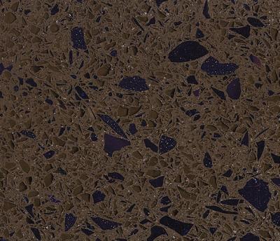 China Dark Crystal Brown Polished countertop slabs for bathroom / kitchen for sale