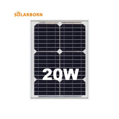 China Solarborn 20w solar power system mini solar cells solar panel china portable mono power paneles solares price kits for sale