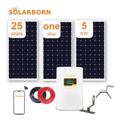 China HOT Home Power Price Home Rack Panel Inverter Kit Solar System Solar System Sale 5kw for sale