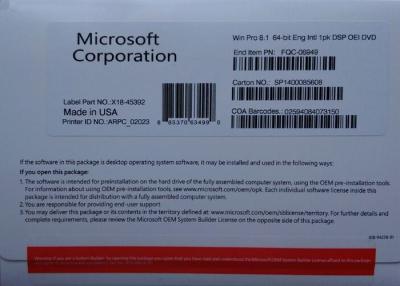 China Genuine OEM Software Windows 8.1 Product Key Sticker Windows License Sticker for sale