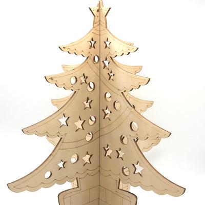 China Eco-Friendly Recycle Creative Kids Handmade Wooden Crafts DIY Decoration Ornaments Mini Wooden Christmas Tree for sale