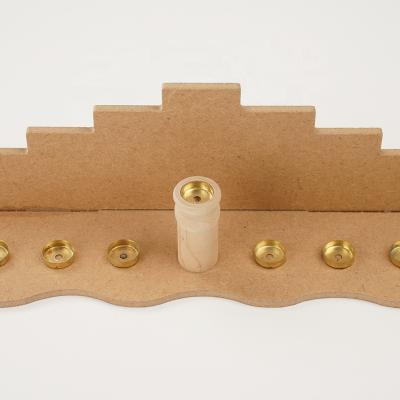 China Eco-Friendly Recycle Handmade Wooden Menorah Hanukkah Wooden Candlestick Kids Hanukkah Judaism Custom Decoration Crafts for sale