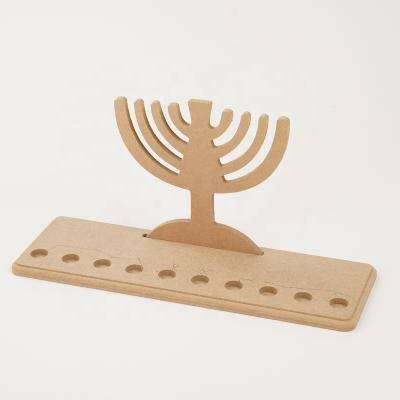 China Eco-friendly Recycle Fashion DIY Creative Cheap Wooden Crafts Israel Hanukkah Custom Wooden Candlestick for sale