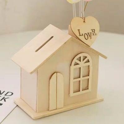 China Wholesale creative cheap wooden children's house quality toy crafts wooden money box piggy bank eco-friendly for sale