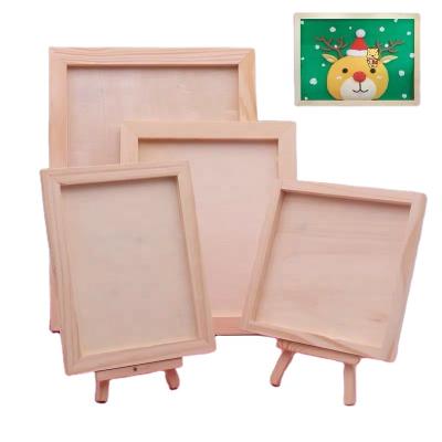 China Eco-friendly Recycle Creative and Interesting Children's Handmade DIY Ornaments Embryo Wood White Custom Crafts Gift Wooden Drawing Board for sale