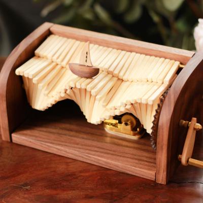 China Eco-Friendly Recycle Children's Toys Creative High-end Handmade Wooden Wooden Music Box Japanese Style Gift for sale