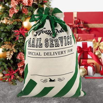 China Hot Cheap Chirstmas Big Sale Xmas Drawstring Bag Letter Printed Christmas Gift Santa Sack Bag for sale