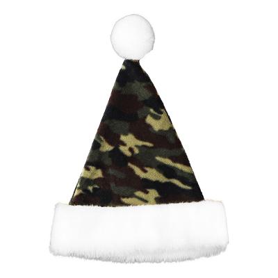 China Christmas Decoration Camouflage Plush Santa Hat Adult Christmas Santa Hat Christmas Hat Logo for sale