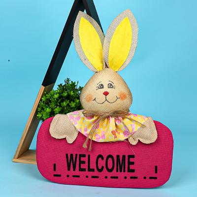 China Multifuction Easter Door Balance Welcome Rabbit Ornaments Home Cartoon Easter Bunny Party Decoration Decor for sale